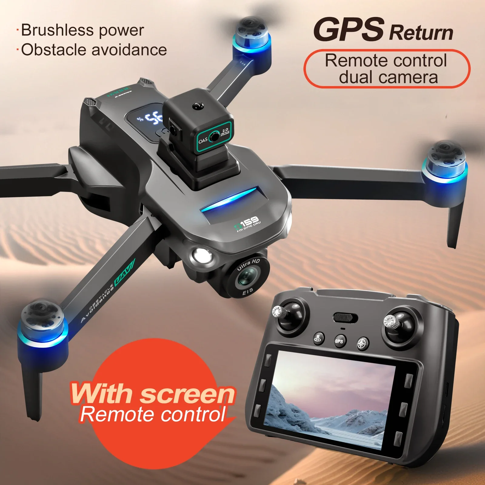 Drone Rc Gps S159 - S159 GPS Drone professionnel 8K caméra