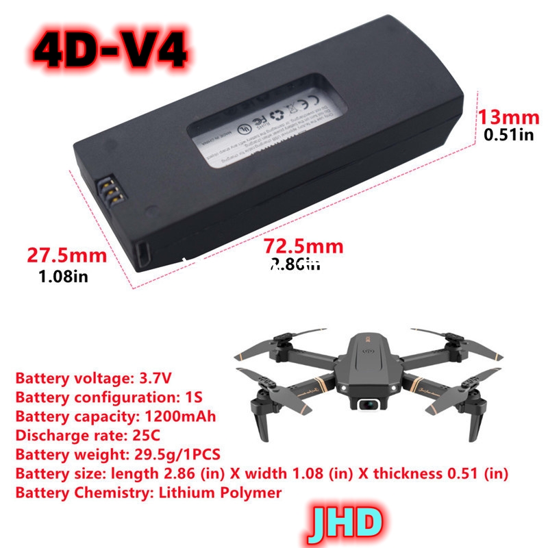 JHD Bateria 4DRC V4 batterie 3 - Drone Rc V4 avis et prix