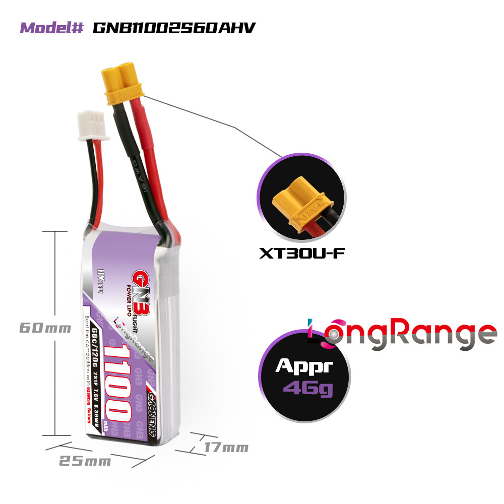 GNB 1100mAh 2S 3S 4S 6S 60C/12 - Drone Rc Link avis et prix