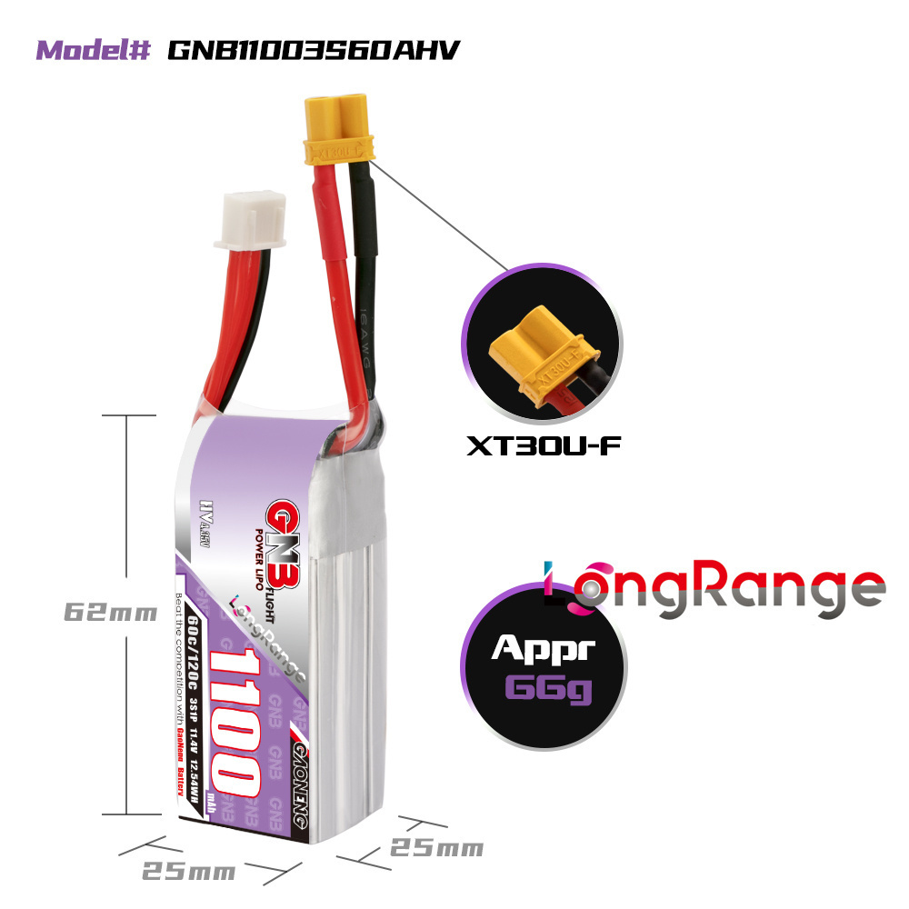 GNB 1100mAh 2S 3S 4S 6S 60C/12 - Drone Rc Link avis et prix
