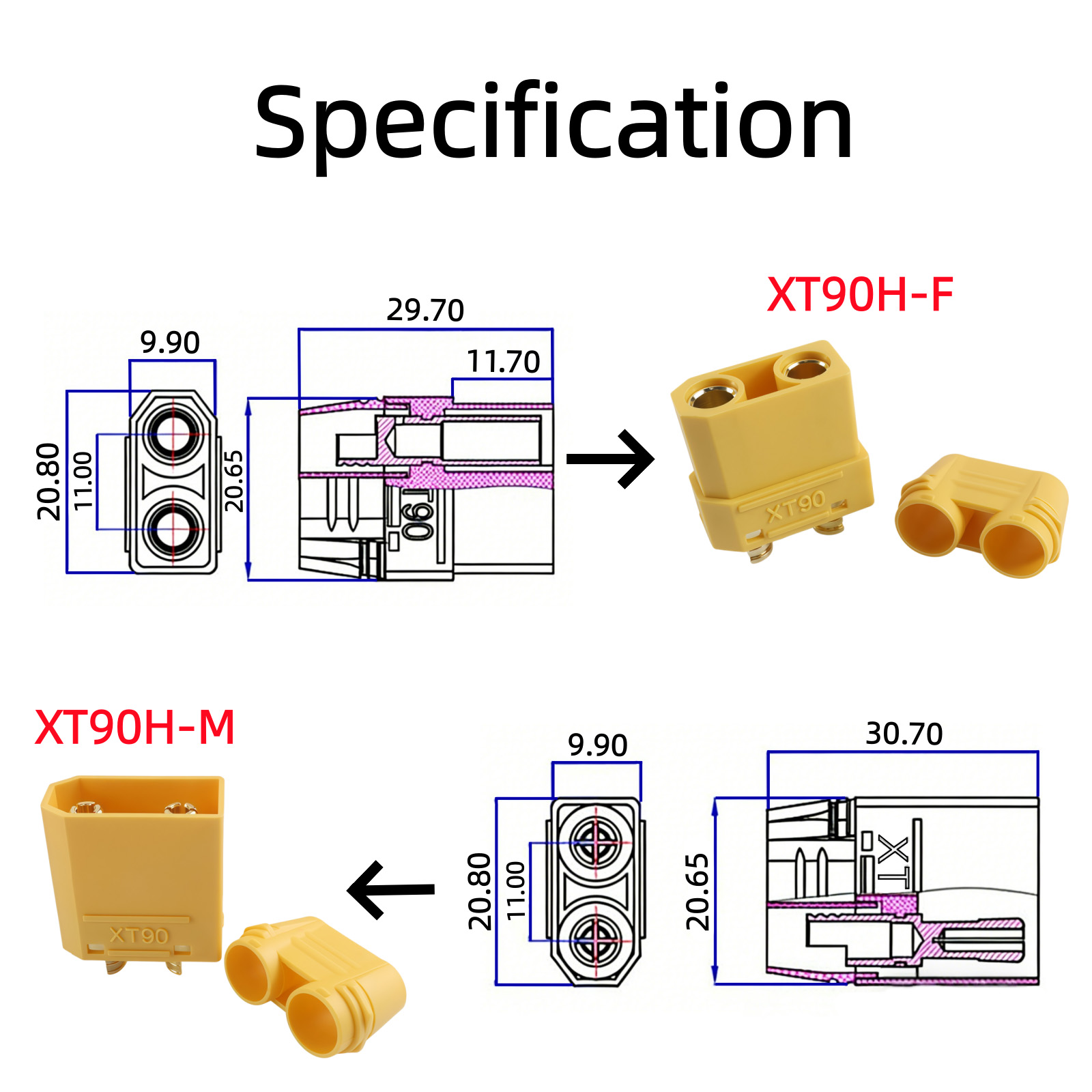 Connecteurs XT90 mâle-femelle, - Drone Rc Link avis et prix